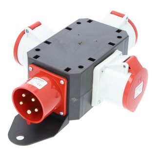 Adapter Mobilverteiler Verteiler Stromverteiler Anschluss 400V 32A 5-polig mit 3x CEE-Steckdose 32A Schutzart IP44